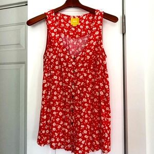 Maeve/Anthropologie Red Sleeveless Blouse Sz 8